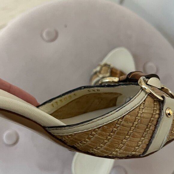 Gucci Rattan & Bamboo White Kitten Heels Size 5.5 - Picture 6 of 9
